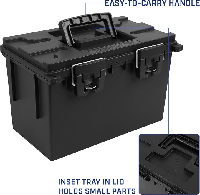 Sheffield XL Ammo Box Made in USA, Stackable Lockable Ammo Storage Box | 2 Pack Lockable Storage Box, Water and Dust Resistant Dry Box, Secures Hunting Gear, Gun Accessories, Supplies, and Bullets