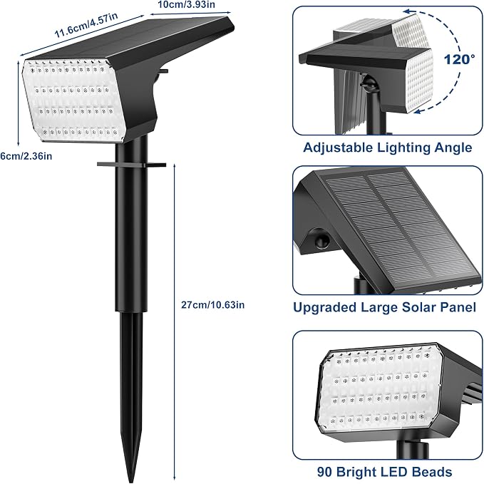 LANSOW 12 Pack Solar Spot Lights Outdoor Color Changing, 7 Modes Waterproof Solar Christmas Landscape Spotlights, LED Solar Powered Flood Lights for Yard Garden Pathway Outside Halloween, Auto ON/Off