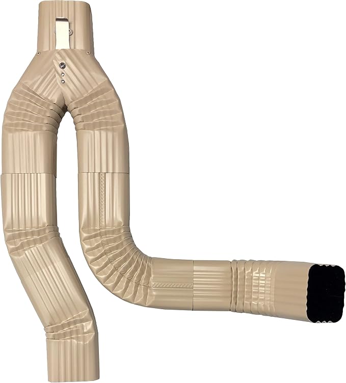 Aluminum 2x3 Offset Downspout Diverter for Rain Barrels | Made in The U.S.A. | Includes Screws & Instructions (Antique Ivory)