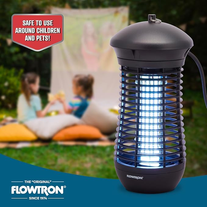 Flowtron Outdoor Bug Zapper | 4000 Volt Electric Insect Killer with 1/2 Acre Coverage | Non-Clogging Shock Grid | Kills Mosquitoes Flies & Flying Insects | Patio Deck Yard Camping | ETL Certified