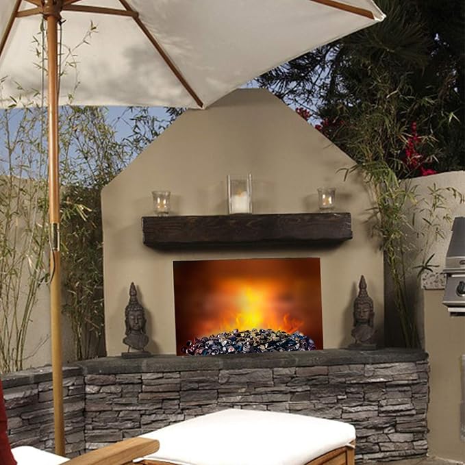 Mr. Fireglass Cobalt Blue Fire Glass Diamonds, 1 Inch Reflective Tempered Fire Glass Rocks for Outdoor Fire Pit, Fireplace and Fire Pit Table, 20 Pounds