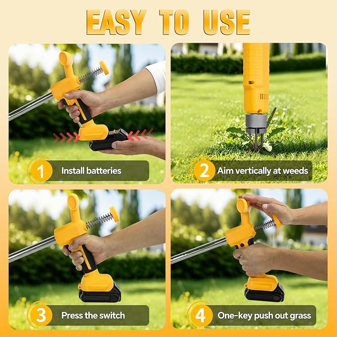 Electric Weed Puller Compatible with Dewalt 20V Battery, Heavy-Duty 3-Claw Steel Root Weeder, Stand up Electric Weeds Pulling Tool for Dandelion Lawn Garden Yard (No Battery)