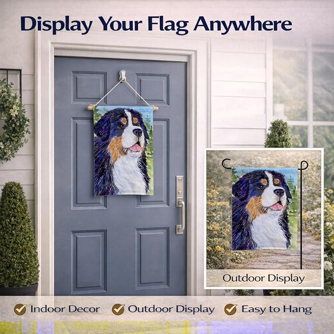Caroline's Treasures SS8867GF Bernese Mountain Dog Garden Flag Mailbox Flag Decorative Yard Flag Banner Outside Patio Artwork Yard Flower Beds, Garden Size, Multicolor