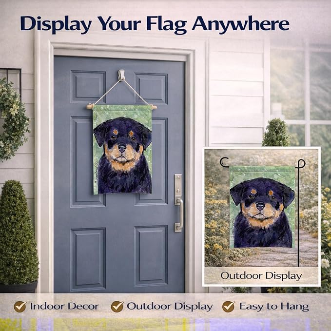 Caroline's Treasures SS8929GF Rottweiler Garden Flag Mailbox Flag Decorative Yard Flag Banner Outside Patio Artwork Yard Flower Beds, Garden Size, Multicolor