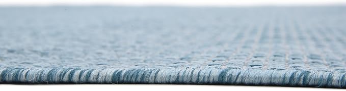 Unique Loom Collection Casual Transitional Solid Heathered Indoor/Outdoor Flatweave Area Rug (7' 1" x 10' Rectangle, Aquamarine/Ivory)