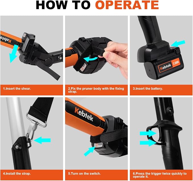 2 In 1 Electric Pruning Shears 40MM, Kebtek Cordless Pruner with Extension Pole 21V Brushless Motor 2Pack 2AH Rechargeable Battery-LCD Display Screen (KT940 Pruner+Pole Set)