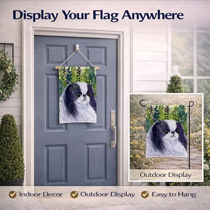 Caroline's Treasures SS8730GF Japanese Chin Garden Flag Mailbox Flag Decorative Yard Flag Banner Outside Patio Artwork Yard Flower Beds, Garden Size, Multicolor
