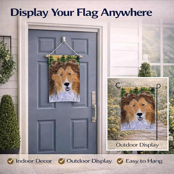 Caroline's Treasures SS8141GF Sheltie Garden Flag Mailbox Flag Decorative Yard Flag Banner Outside Patio Artwork Yard Flower Beds, Garden Size, Multicolor