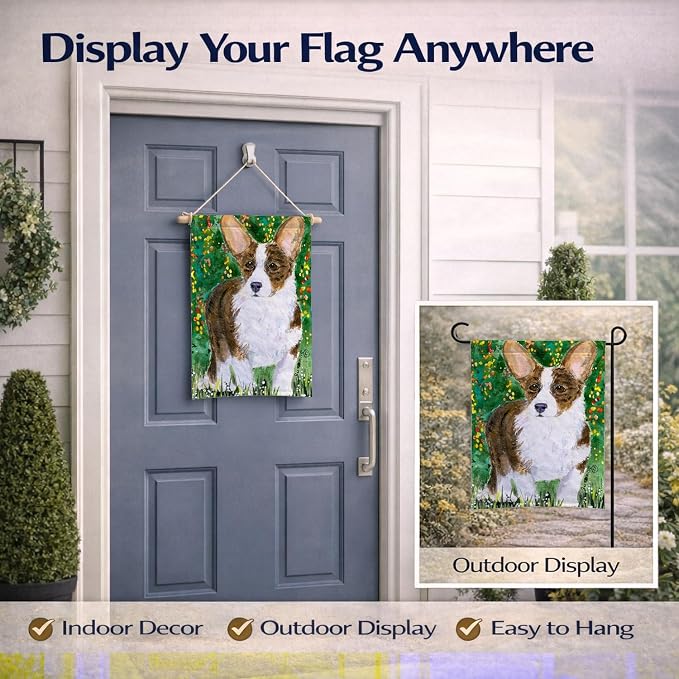Caroline's Treasures SS8970GF Corgi Garden Flag Mailbox Flag Decorative Yard Flag Banner Outside Patio Artwork Yard Flower Beds, Garden Size, Multicolor