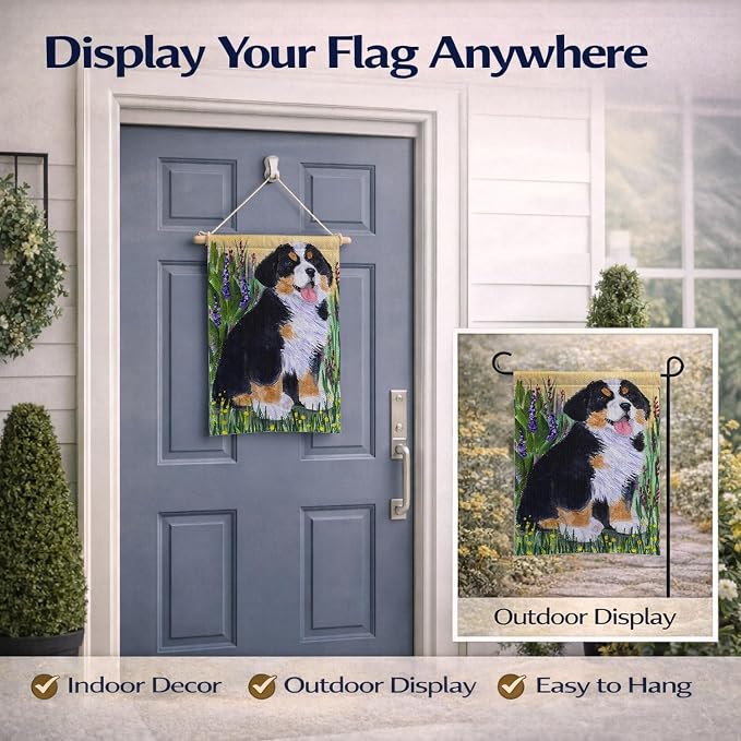 Caroline's Treasures SS8215GF Bernese Mountain Dog Garden Flag Mailbox Flag Decorative Yard Flag Banner Outside Patio Artwork Yard Flower Beds, Garden Size, Multicolor