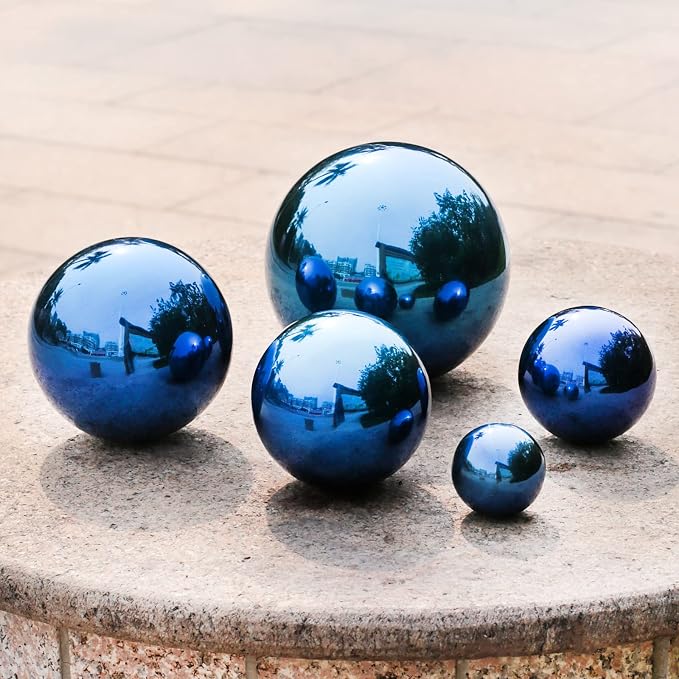 Stainless Steel Blue Gazing Mirror Ball,10inch