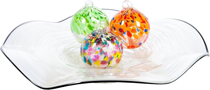 Dale Tiffany Hand Blown Glass, 4" Diameter Aura, Tree of Life Collection, Witch Globe Hanging Garden Indoor/Outdoor Decorative Ornament Gazing Ball