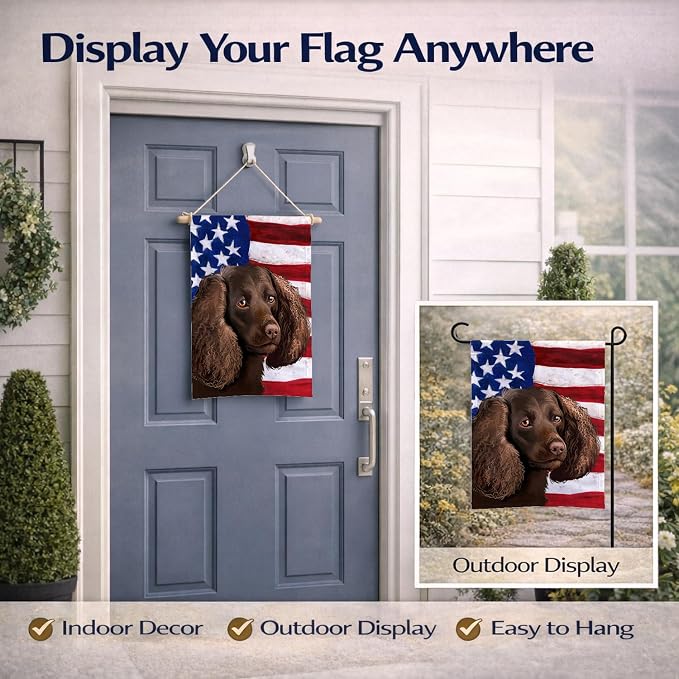 Caroline's Treasures CK6402GF American Water Spaniel American Flag Garden Flag Mailbox Flag Decorative Yard Flag Banner Outside Patio Artwork Yard Flower Beds, Garden Size, Multicolor