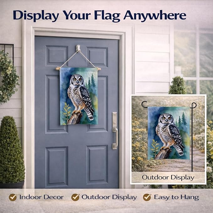 Caroline's Treasures Northern Hawk Owl Garden Flag Mailbox Flag Decorative Yard Flag Banner Outside Patio Artwork Yard Flower Beds, Garden Size, Multicolor