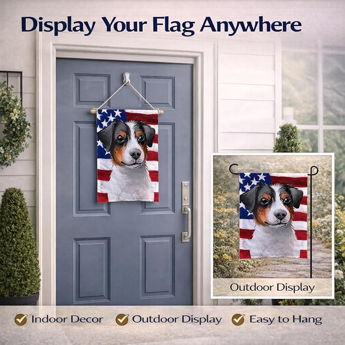 Caroline's Treasures CK6502GF Danish-Swedish Farmdog American Flag Garden Flag Mailbox Flag Decorative Yard Flag Banner Outside Patio Artwork Yard Flower Beds, Garden Size, Multicolor