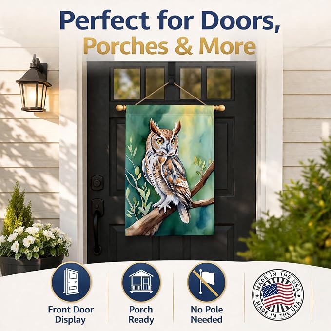 Caroline's Treasures Western Screech Owl House Flag Large Porch Sleeve Pole Decorative Outside Yard Banner Artwork Wall Hanging, Polyester, House Size, Multicolor
