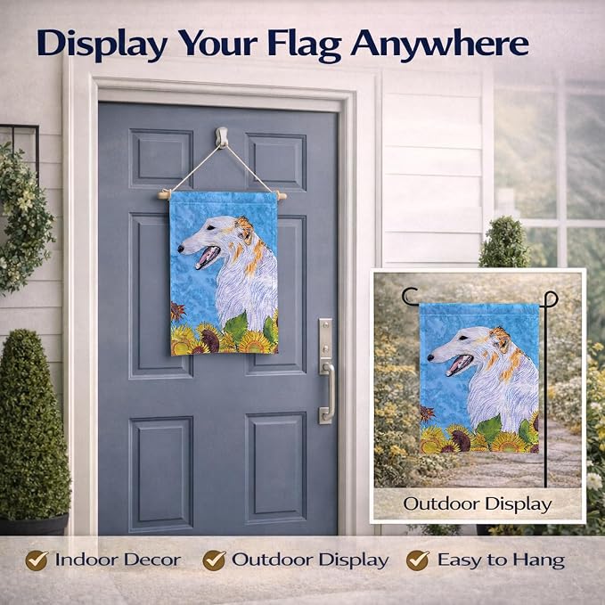 Caroline's Treasures SS4244GF Borzoi in Summer Flowers Garden Flag Mailbox Flag Decorative Yard Flag Banner Outside Patio Artwork Yard Flower Beds, Garden Size, Multicolor