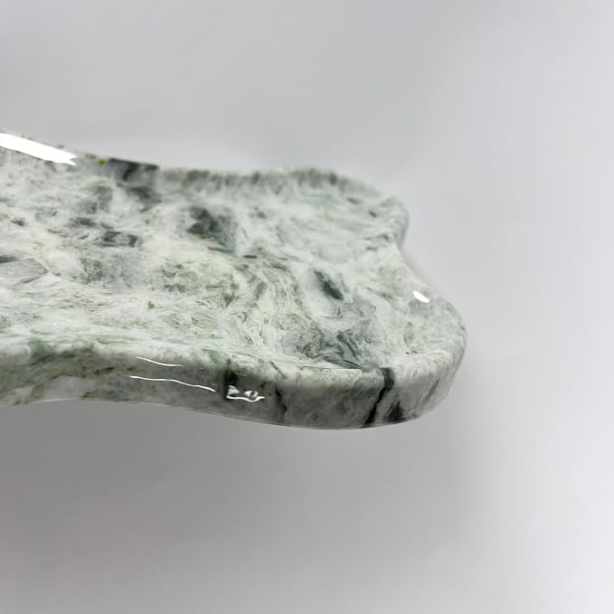 WneFu Choiziic Natural Decorative Tray, Cloud Shape, 9.8x6.1x0.62 Inches, Modern Style, Polished Finish, Bathroom Kitchen Counter Vanity Organizer with Anti-Slip Mad (Green-Marble-P)