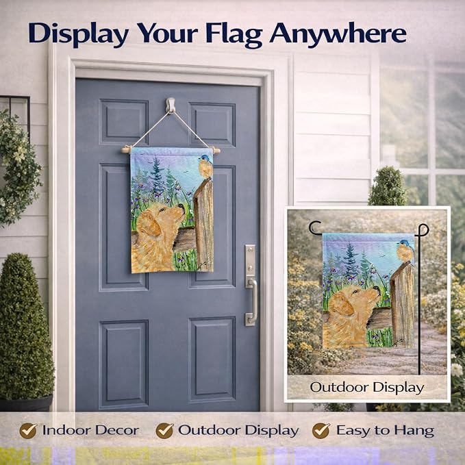 Caroline's Treasures SS8883GF Golden Retriever Garden Flag Mailbox Flag Decorative Yard Flag Banner Outside Patio Artwork Yard Flower Beds, Garden Size, Multicolor
