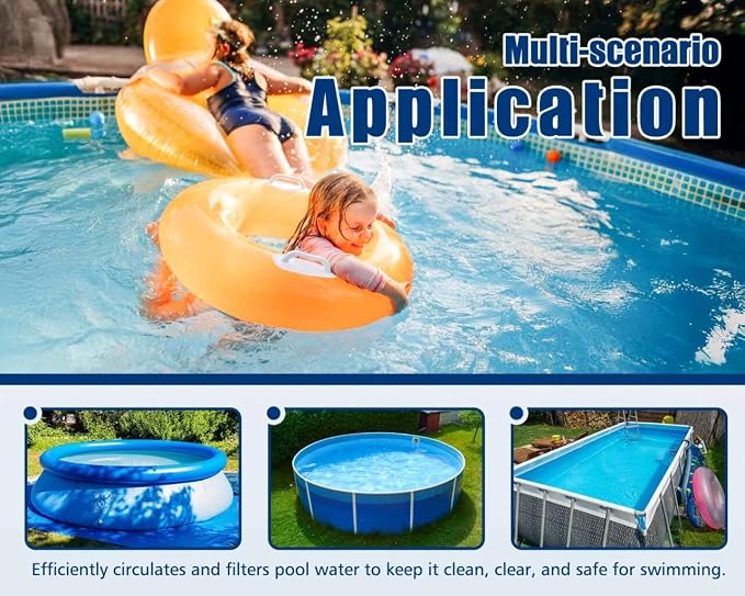 1/3HP Above Ground Swimming Pool Pump 2640GPH, Corded 115V Pool Filter Pump Replacement for Sand Filter Setups, Water Circulation with 1-1/4 and 1-1/2 in Hose Adapters