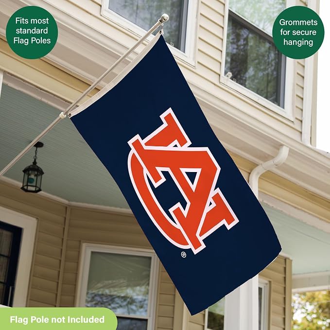NCAA Auburn University Flag with Grommets, 3'x5' Auburn Tigers Outdoor College Flags & Banners for Garden Patio Indoor Wall Décor
