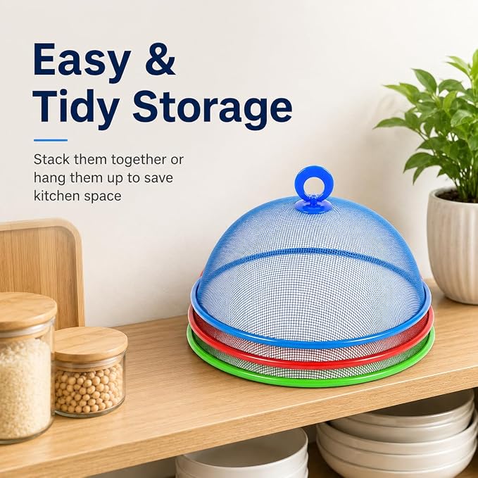 3 Pcs Metal Mesh Food Covers for Outdoors, 11 Inch Round Plate Screen Tents, Food Tents Dome for Picnic, Camping, Indoor and Outside, Keep out Flies Net Bugs