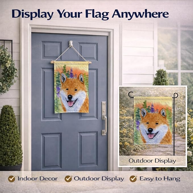 Caroline's Treasures SS8234GF Shiba Inu Garden Flag Mailbox Flag Decorative Yard Flag Banner Outside Patio Artwork Yard Flower Beds, Garden Size, Multicolor