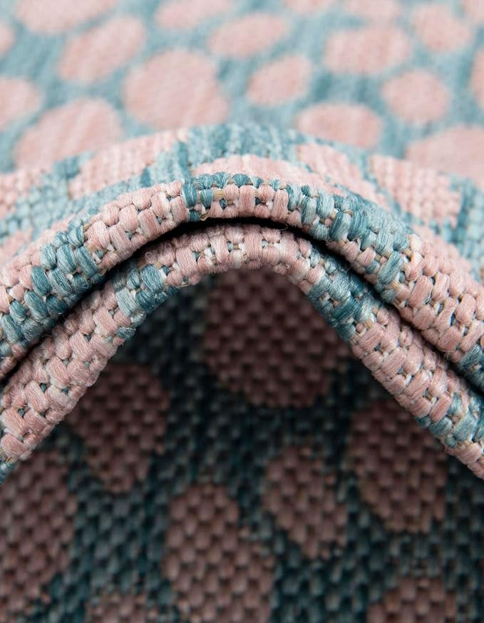 Unique Loom Jill Zarin Jill Zarin Outdoor Collection Area Rug - Cape Town (2' 2" x 3' 1" Rectangle, Pink and Aqua/Light Blue)
