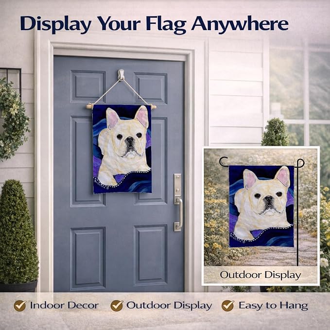 Caroline's Treasures SS8126GF French Bulldog Garden Flag Mailbox Flag Decorative Yard Flag Banner Outside Patio Artwork Yard Flower Beds, Garden Size, Multicolor