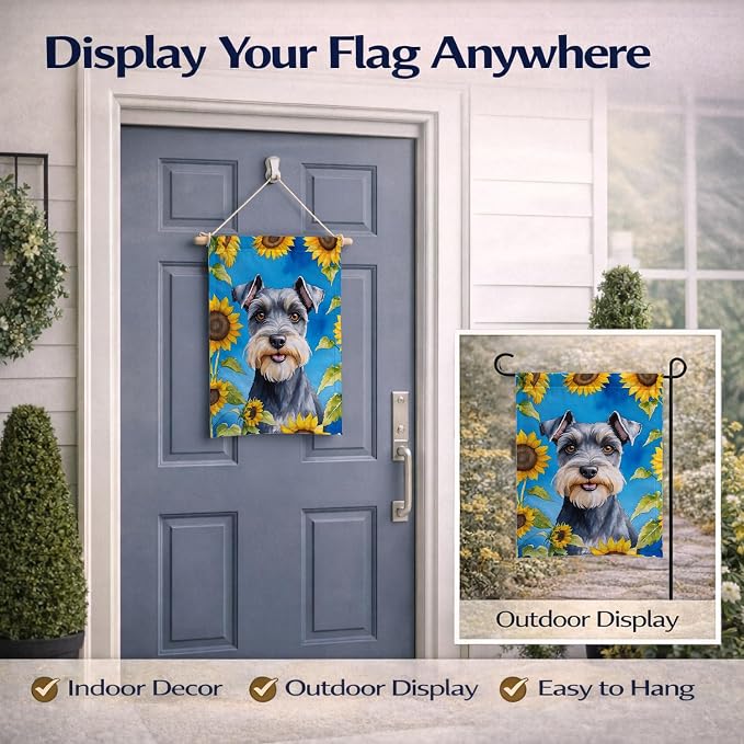 Caroline's Treasures DAC6156GF Schnauzer in Sunflowers Garden Flag Mailbox Flag Decorative Yard Flag Banner Outside Patio Artwork Yard Flower Beds, Garden Size, Multicolor