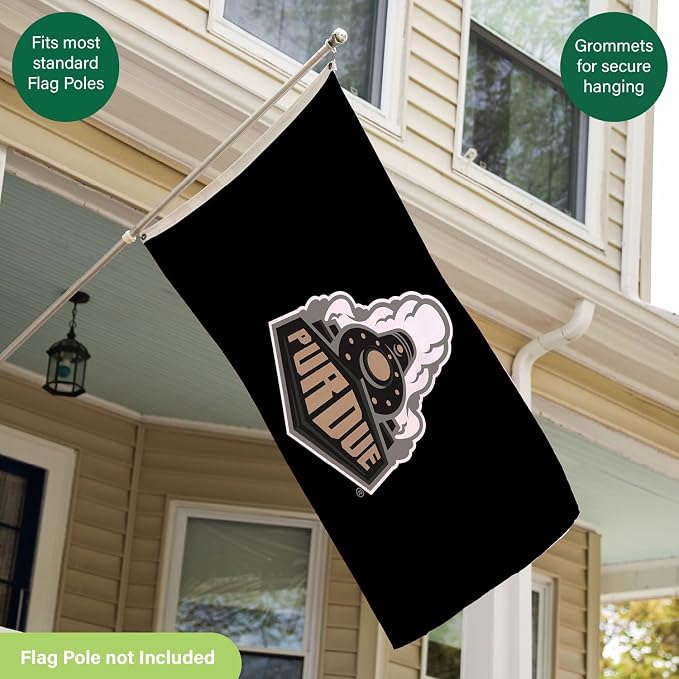 NCAA Purdue University Flag with Grommets, 3'x5' Purdue Boilermakers Outdoor College Flags & Banners for Garden Patio Indoor Wall Décor