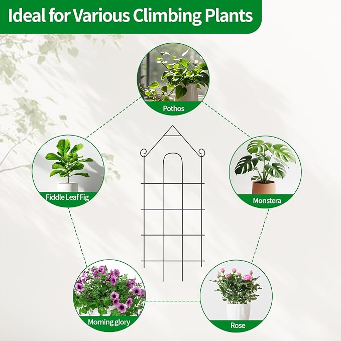 32" Plant Trellis, 6 Pack Metal Garden Trellis for Potted Plants Indoor/Outdoor, Rust-Proof Sturdy Steel Trellis for Climbing Plants, Monstera, Tomatoes, Cucumbers