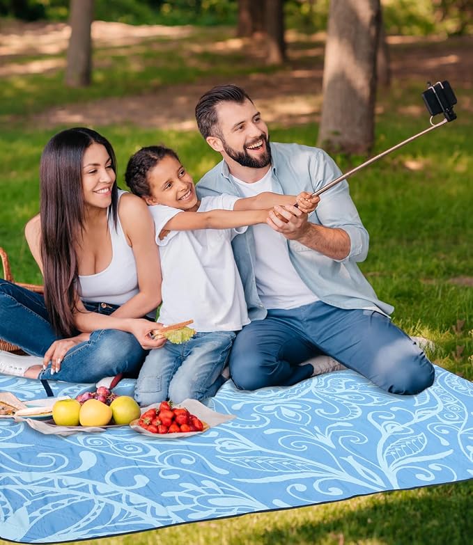 DEWUR Picnic Blankets 79"x79" Extra Large Outdoor Blanket Beach Blanket Waterproof SandProof Picnic Mat Washable Foldable Portable for Grass Lawn Beach Camping