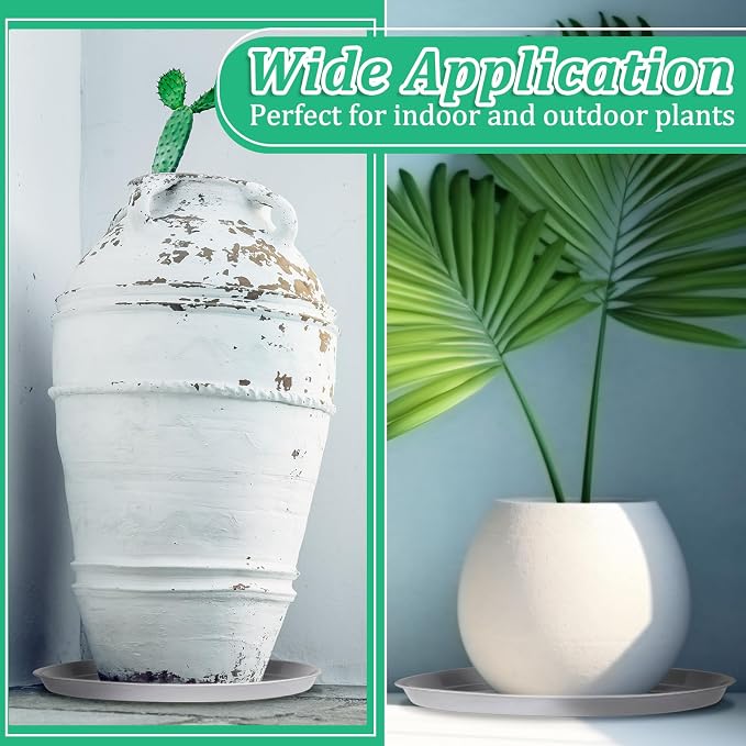 Eccliy 6 Pack Plastic Plant Saucer Heavy Duty Planter Saucers Large Plant Pot Saucers Plastic Water Trays for Indoors and Outdoors Flower Plant Plant Drip (White,25 Inch)