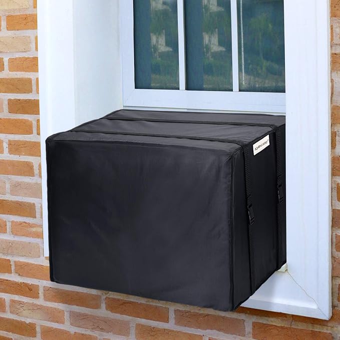 KylinLucky Window Air Conditioner Cover for Outside 21.5 x 16 x 15 inches | AC Cover with Water-Resistant Oxford Top, UV Resistant, Dust Protection, Black