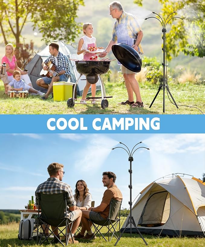 Patio Misters for Cooling Outdoor- Portable Adjustable 5.3FT Standing Mister for Outside Patio Cooling, Leak-Proof Adjustable Mist for Backyard, Deck, Garden & Sunbathing