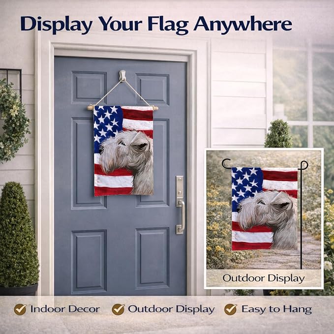 Caroline's Treasures CK6602GF Lakeland Terrier American Flag Garden Flag Mailbox Flag Decorative Yard Flag Banner Outside Patio Artwork Yard Flower Beds, Garden Size, Multicolor