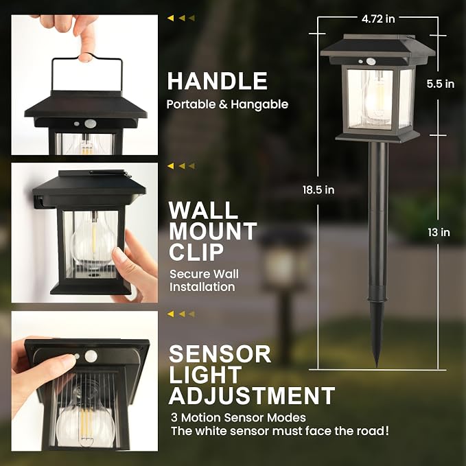 Solar Pathway Lights Outdoor, 6 Pack Bright Solar Lights Outdoor, 3 Auto Modes On/Off, IP65 Waterproof Solar Garden Lights Powered Landscape Lighting for Yard Pathway Landscape Path Patio Camp