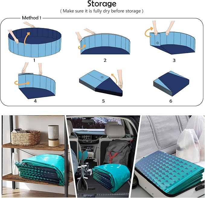 Jasonwell Foldable Dog Kiddie Pool - Hard Plastic Kids Paddling Pool Toddler Baby Swimming Pools for Backyard Collapsible Whelping Box Pet Doggie Cats Wading Pools Bathtub for Puppy Large Dogs 87In,G