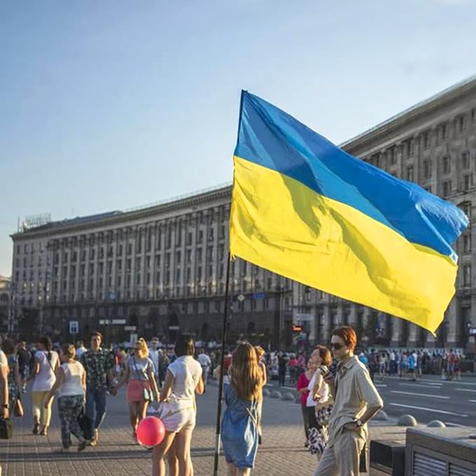 AhfuLife Ukraine Flag 3x5 Ft 4 PCS, Large Ukrainian Flags for Outside - Double Sided with Brass Eyelets for World Cup Party Decorations, Bar Garden Street Decoration Indoor Outdoor