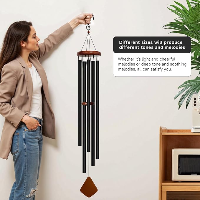 Bursvik 60'' Wind Chimes for Outside Deep Tone, Large Wind Chime, 5 Heavy Duty Tubes Metal Extra Large Wind Chimes Outdoor, Decoration for Garden, Patio, Yard, Gifts for Mother's Day(Rhombus)