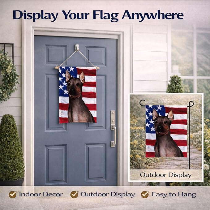 Caroline's Treasures CK6400GF American Hairless Terrier American Flag Garden Flag Mailbox Flag Decorative Yard Flag Banner Outside Patio Artwork Yard Flower Beds, Garden Size, Multicolor