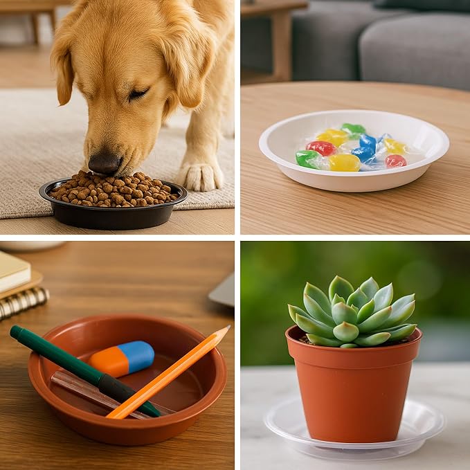 30 Pack Plant Saucer 8 Inches Plant Trays for Pots Plastic Round Drip Trays Flower Pot Saucers Black Planter Water Tray Plant Drainage Tray, Black