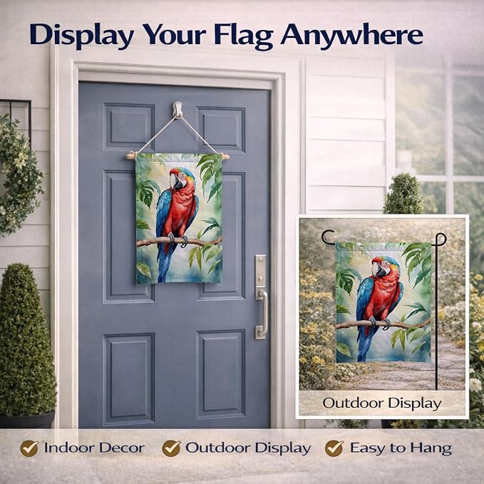 Caroline's Treasures Macaw Parrot Garden Flag Mailbox Flag Decorative Yard Flag Banner Outside Patio Artwork Yard Flower Beds, Garden Size, Multicolor