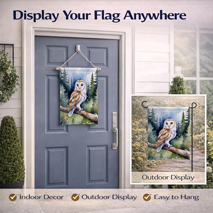 Caroline's Treasures Barn Owl Garden Flag Mailbox Flag Decorative Yard Flag Banner Outside Patio Artwork Yard Flower Beds, Garden Size, Multicolor