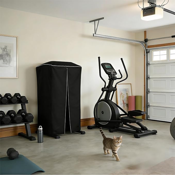 Home Gym Equipment Cover Fitness Machine Cover for Power Tower Indoor | Quick cover solution with zipper access, buckle straps, keeps dust away, no daily cleaning hassle, stress-free equipment care