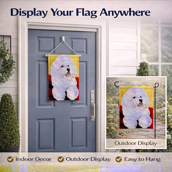Caroline's Treasures SS8921GF Bichon Frise Garden Flag Mailbox Flag Decorative Yard Flag Banner Outside Patio Artwork Yard Flower Beds, Garden Size, Multicolor