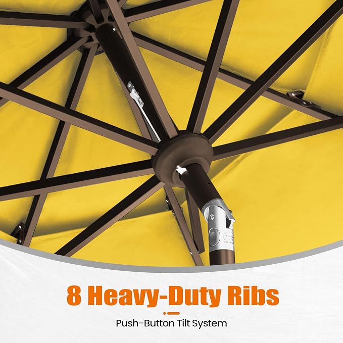 EliteShade USA 10-Year-Non-Fading 10ft 3-Tier Market Patio Umbrella, Commercial Grade Outdoor Table Umbrella with Crank Open, Windproof & UPF 50+ UV Protection, Heavy Duty Ventilation for Garden, Deck, Pool, Backyard, Beach & Bistro, Sunflower Yellow