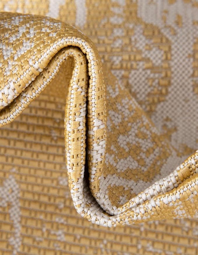 Unique Loom Outdoor Bohemian Collection Area Rug - Anthro (7' 1" x 10' Rectangle, Yellow/ Ivory)