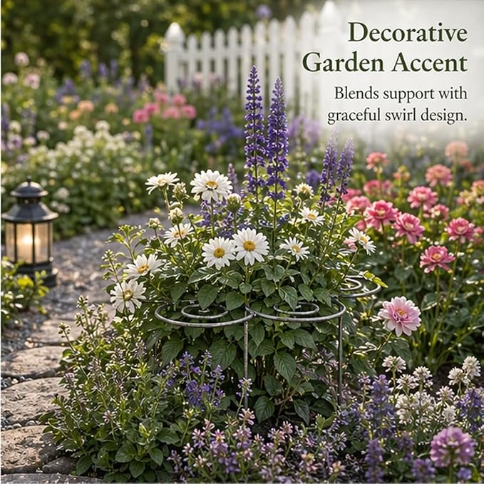 Metal Plant Support Ring for Garden Peony Cage Stand Indoor Pots Flower Hoop, Decorative Outdoor Peonies Grow Through Rings, Large Dahlia Stake, Pothos Climber Pole(1PC,Small)